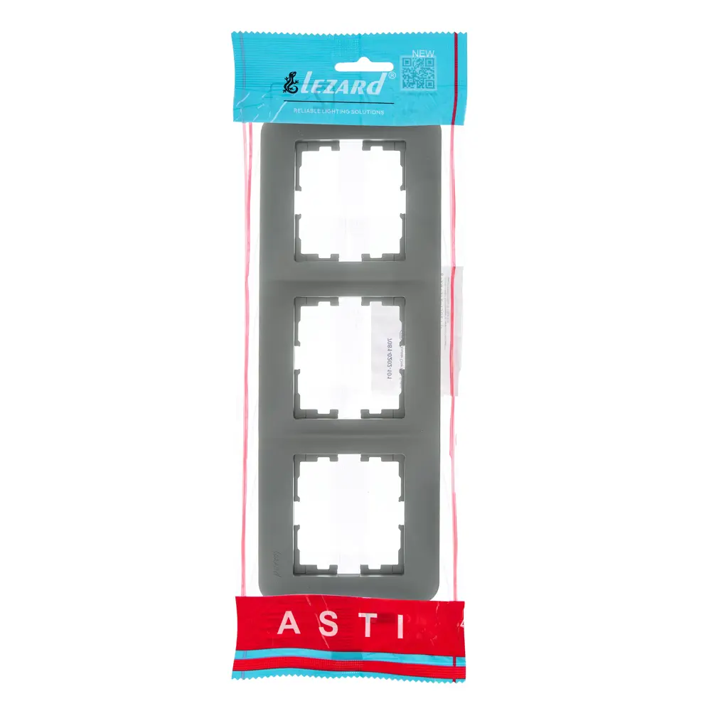 Рамка для розеток и выключателей Lezard Asti 3 поста горизонтальная цвет платина STLM-2118841 - Вид №3