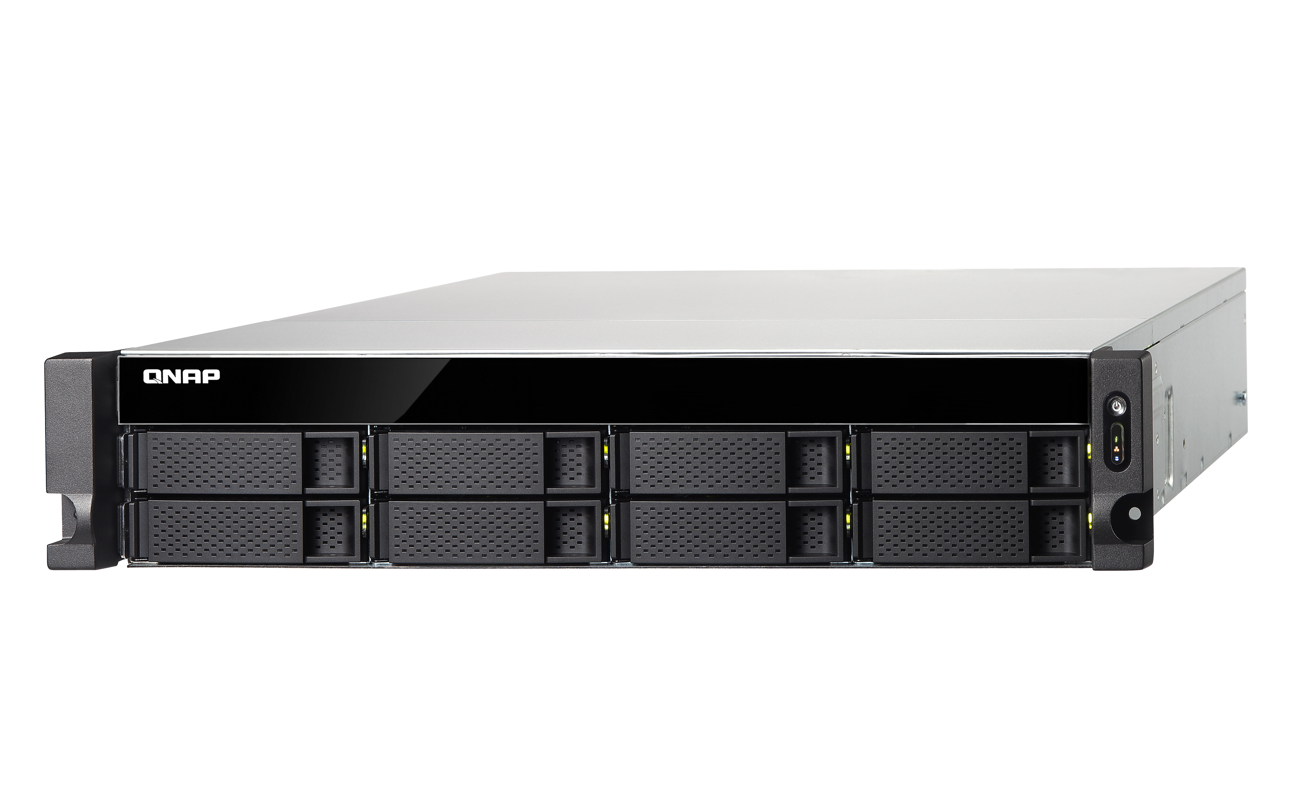 TS-883XU-E2124-8G Smb 8-bay nas (8x 2.5"/3.5" sata hdd/ssd), intel xeon e-2124 4-core 3.3 ghz (up to 4.3 ghz), 8gb ddr4 ecc ram (2 x 4gb) up to 64 gb ( 4 x 16 gb), 4x gbe lan, 2 x 10gbe sfp+, rackmount 2u, 1 psu. w/o rail kit rail-b02 QNAP Santreyd  - Вид №2