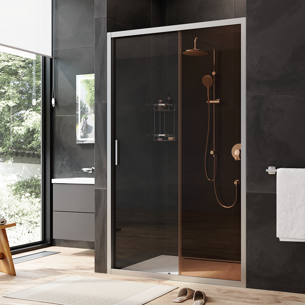 W90G-120-1-195MBr Solo Дверь душевая 120х195 стекло бронзовое профиль матовый хром AM.PM Gem