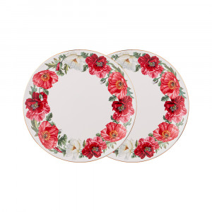 104-770 Посуда фарфоровая Маки набор обеденных тарелок Lefard