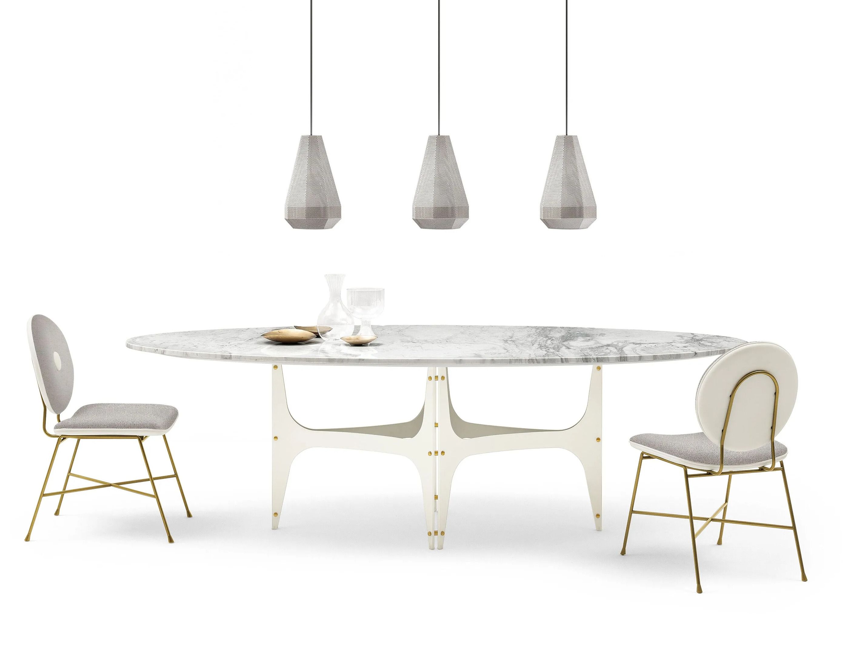 Овальный обеденный стол из стали и SuperMarmo Bontempi Casa UNIVERSE ARCH-00116989 - Вид №1