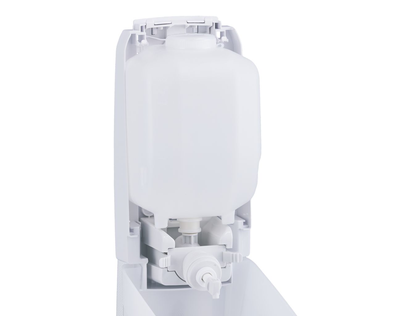 DHB101 Дозатор для жидкого мыла HARMONY, емкость бака 1200 мл, пластик, прозрачный белый Merida  - Вид №2