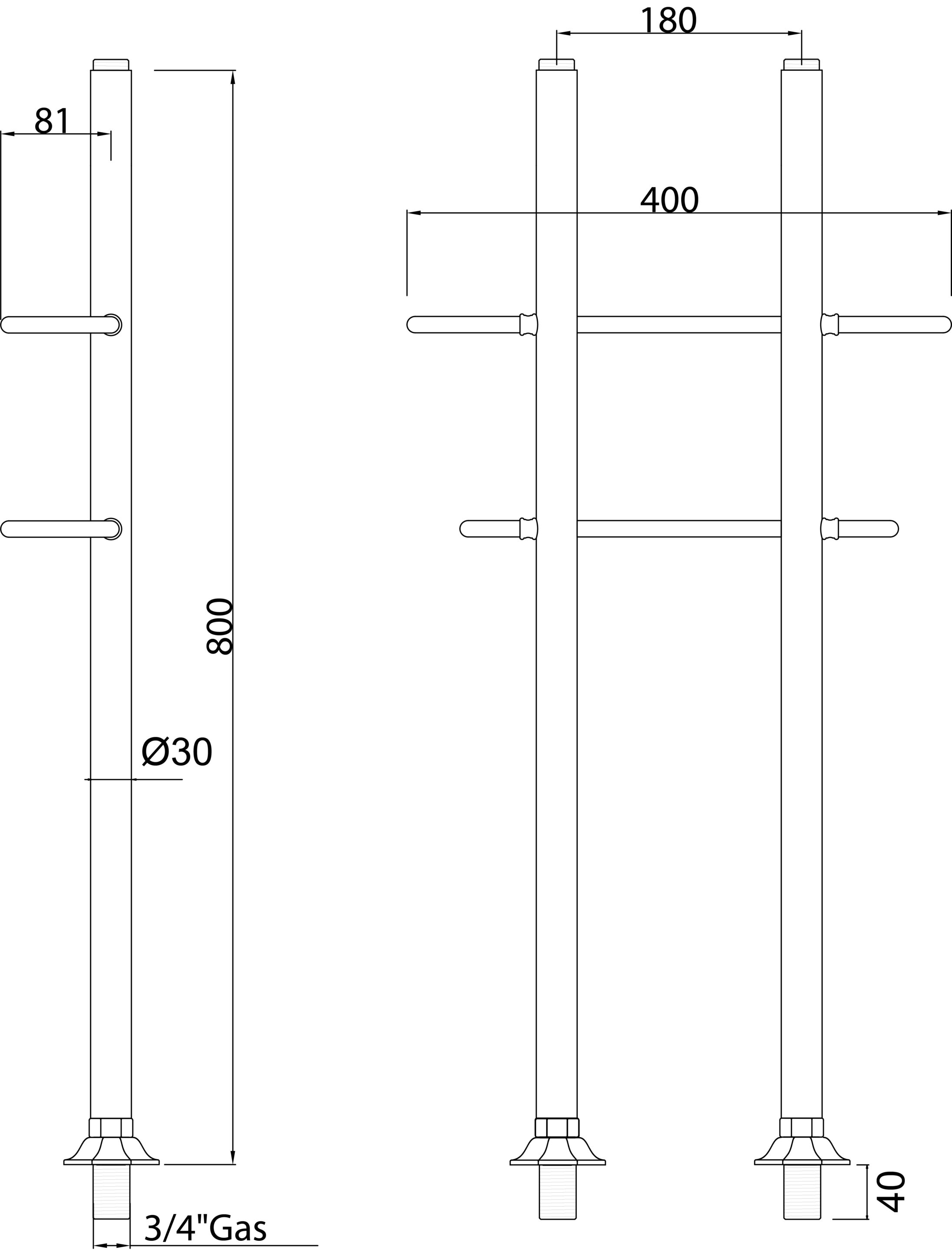 Смеситель для ванны с 2 отверстиями с ручным душем Park Avenue Белый ARCH-00101354 - Вид №3