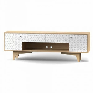 Тумба под телевизор с ящиками с рисунком на фасадах "Ромб" Telly BRAGIN DESIGN  256462 Бежевый;белый