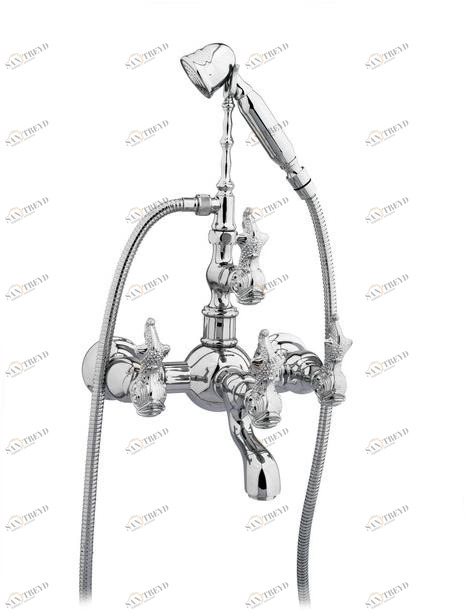 Bronces Mestre Настенный смеситель для ванны на 2 отверстия с ручным душем Retro 035016.d00.50