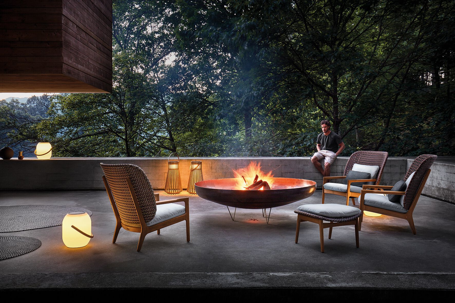 Плетеная и тиковая Садовая подставка для ног Gloster ARCH-00002336 - Вид №3