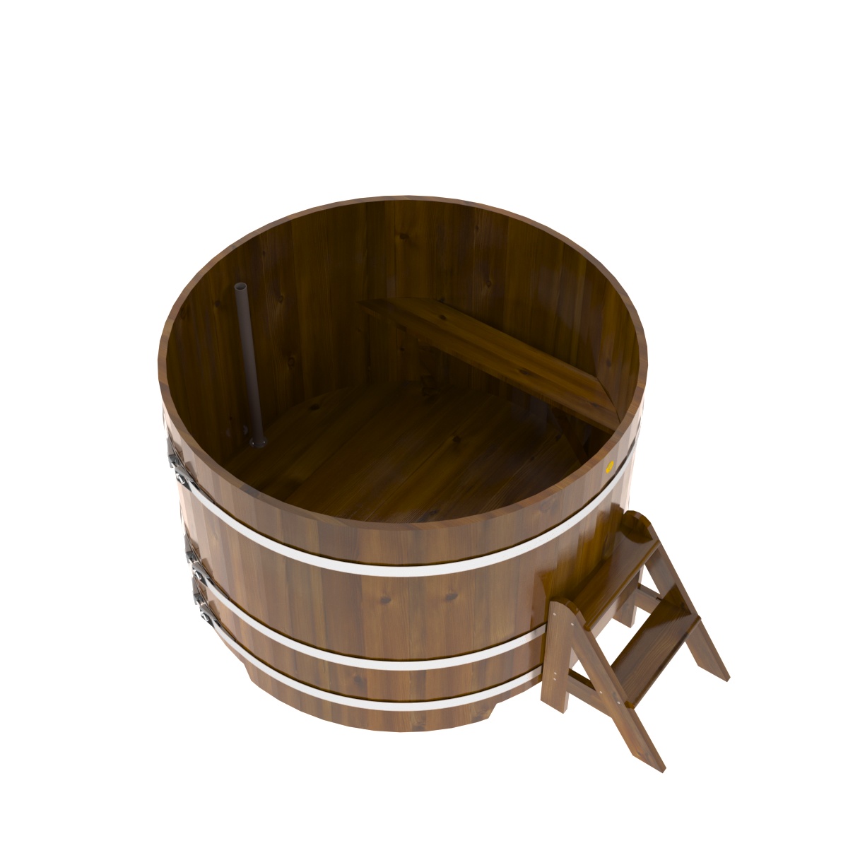 2230 Купель круглая из лиственницы Рустик d=1,50х1,0 морёная Alyarus  - Вид №2