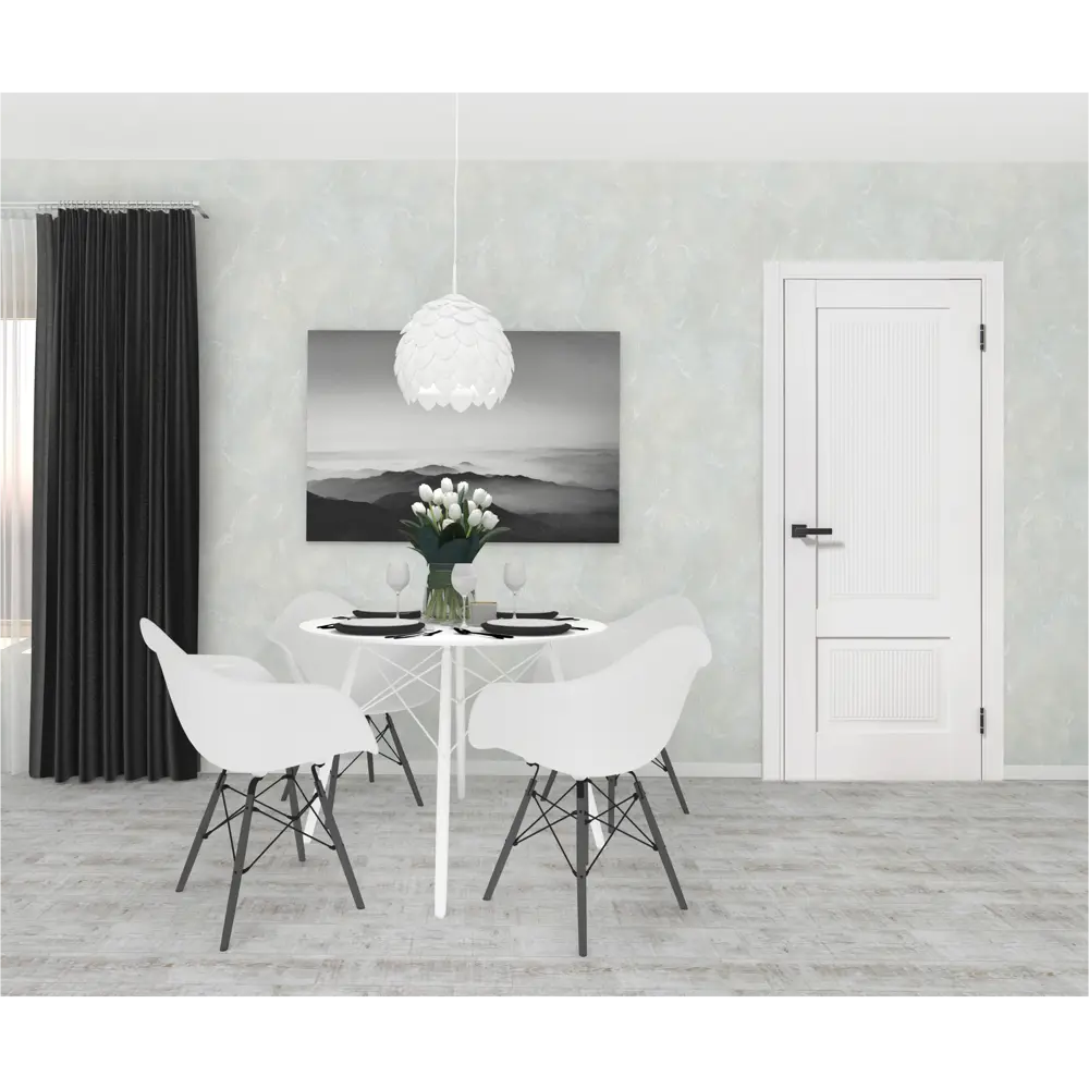 Комплект двери Олимпия глухая 60x200 см полипропилен цвет аляска с добором 150 мм PORTIKA STLM-2203949 - Вид №1