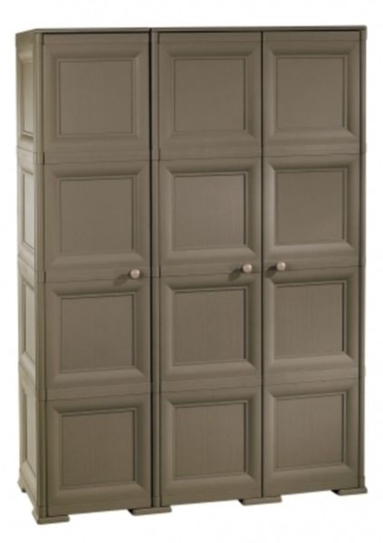 Шкаф платяной трехстворчатый пластиковый коричневый 164 см Omnimodus TONTARELLI ДЛЯ ЖИЗНИ 012089 Коричневый  - Вид №1