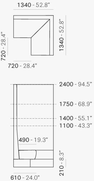 Pedrali Модульный угловой диван из ткани с высокой спинкой Modus Mda - Вид №4
