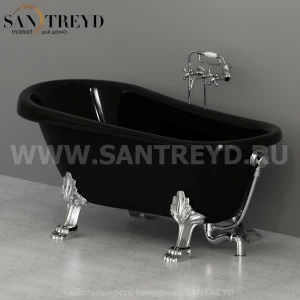 105790 Ванна с ножками и внешней системой слива-перелива 170 см цвет Черный жемчуг Kerasan RETRO Италия
