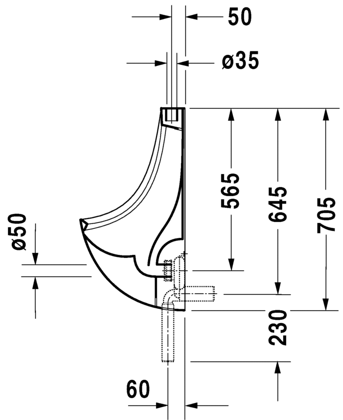 0848370000 Настенный писсуар, уринал с мушкой Duravit  - Вид №2