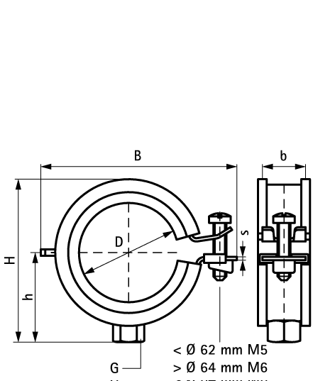3363035 BIS KSB1 Хомуты с вкладышем epdm (M8, M8/10) для всех видов труб walraven  - Вид №1