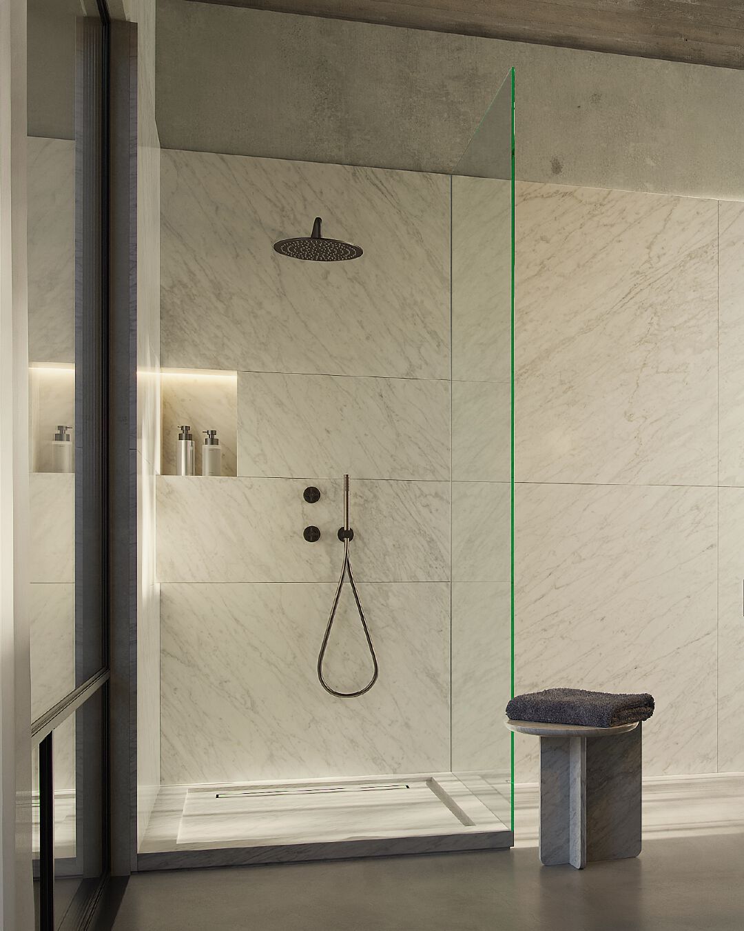 Поддон для душа из каррарского мрамора Maami Home QURUM CARRARA RAISED ARCH-00040801 - Вид №3