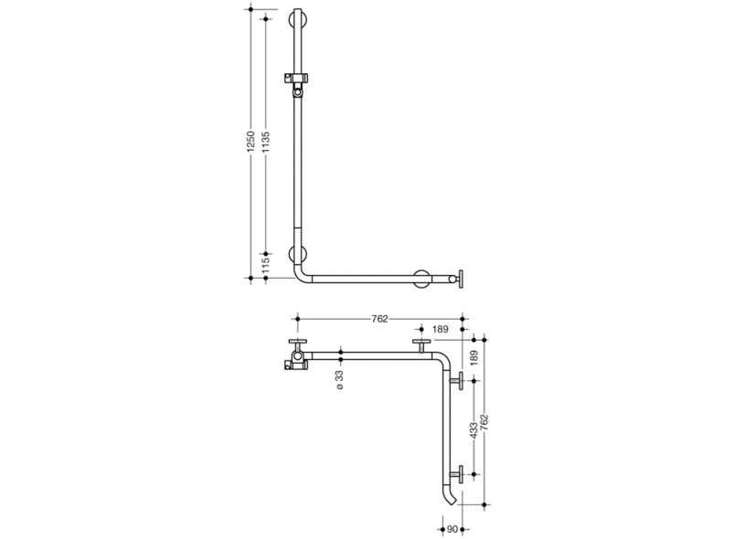 950.35.22051 Поручень для душа с держателем для душа теплое прикосновение HEWI Greifen  - Вид №1