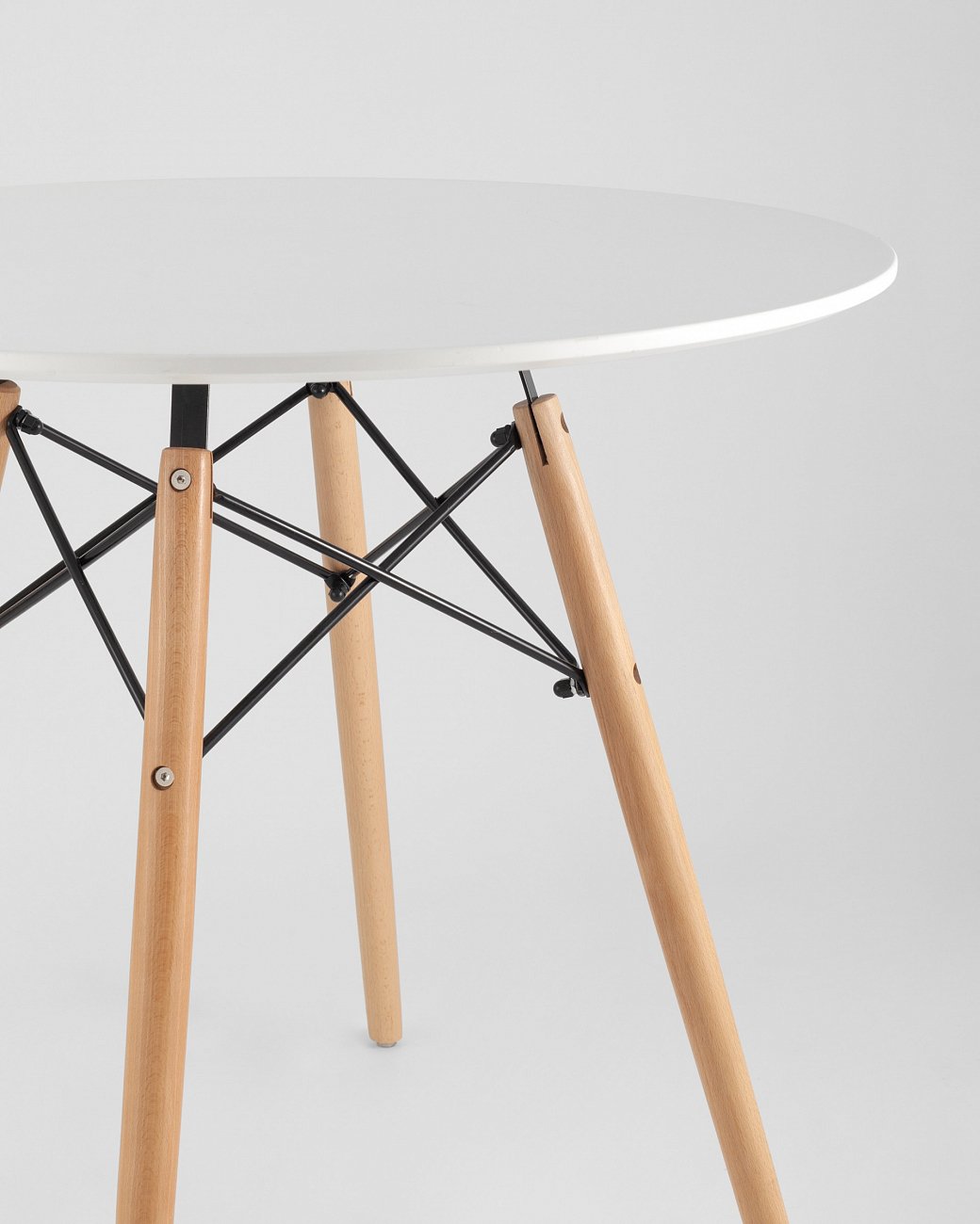 Стол обеденный круглый белый с деревянными ножками D 80 см DSW EAMES EAMES DSW 00-3958840 Белый  - Вид №4