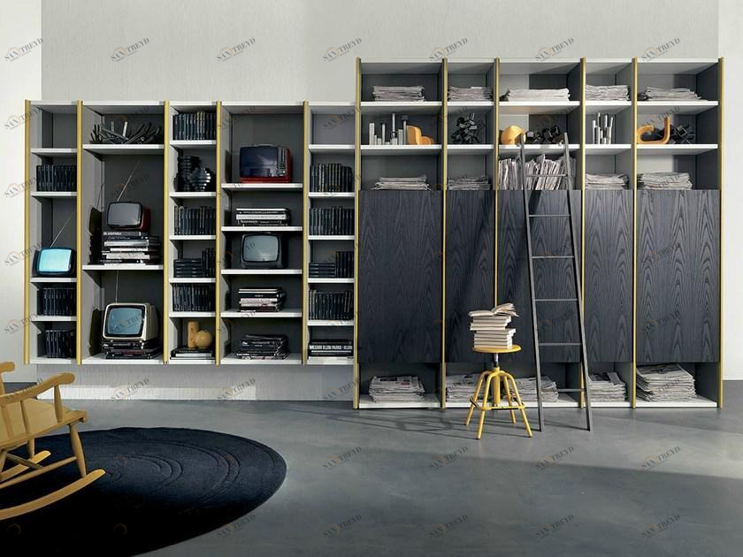 Fimar Открытый книжный шкаф, покрытый лаком вяза Edis system sun-id-1445223