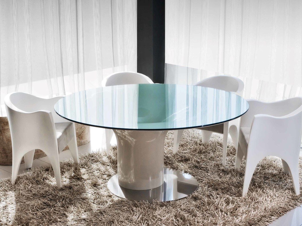 Круглый обеденный стол со стеклянной столешницей GANSK Джаз ARCH-00022445 - Вид №3