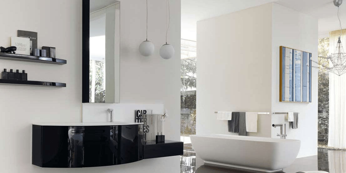 Комбинация ванной комнаты SY13 в отделке Corian integrato/122 Nero MILLDUE SYMI SYMI13 - Вид №3