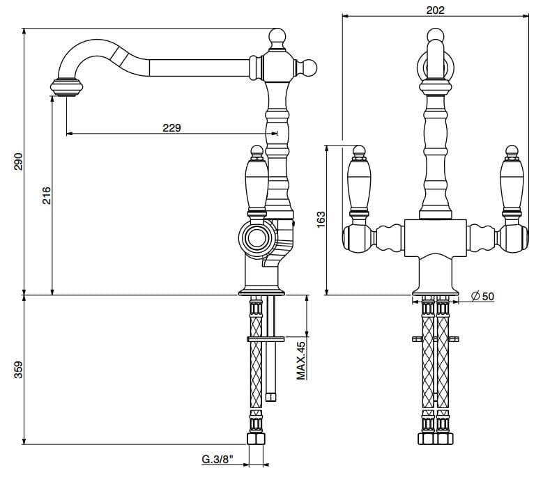 Смеситель для кухни с поворотным изливом GATTONI ретро ARCH-00141863 - Вид №2