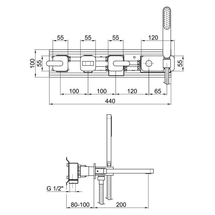 LV720901015 Смеситель для ванны с душем Webert Living - Вид №2