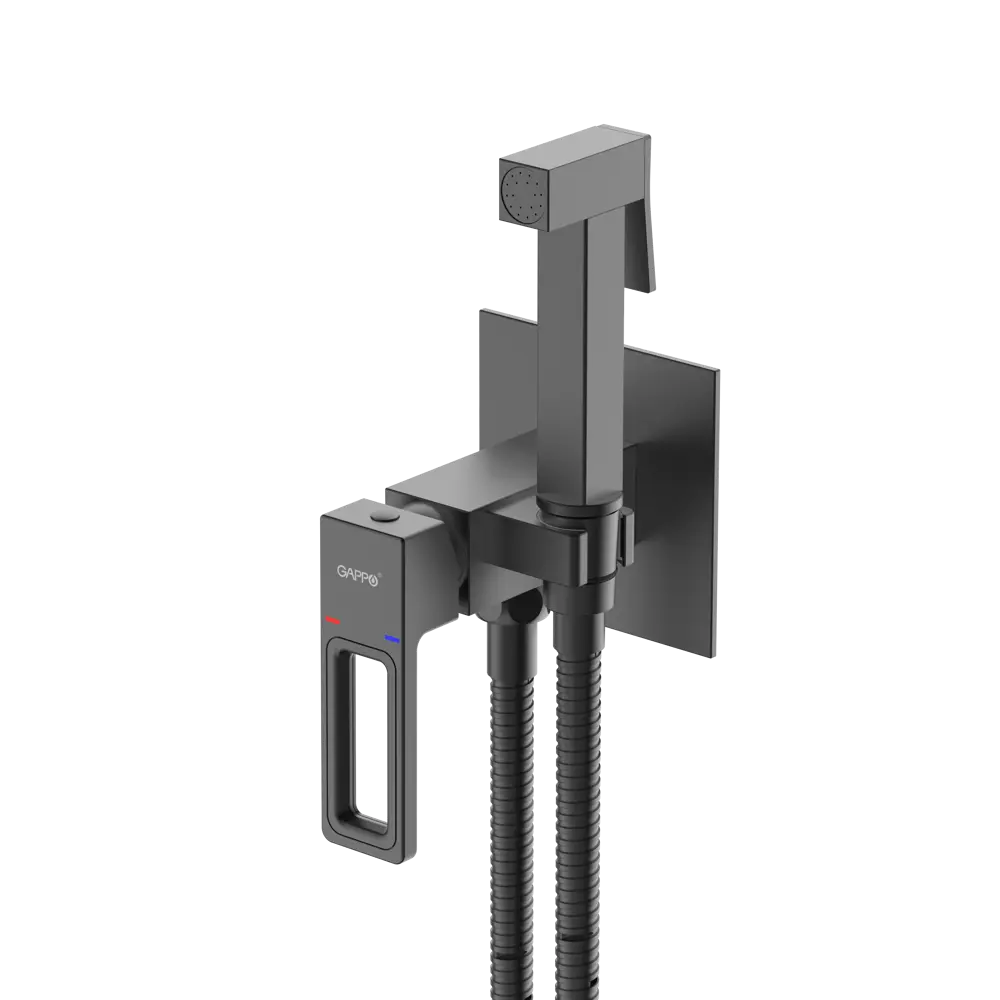 89359048 Гигиенический душ Gappo Eder GL7301-6, набор со смесителем, цвет черный матовый STLM-0985063 