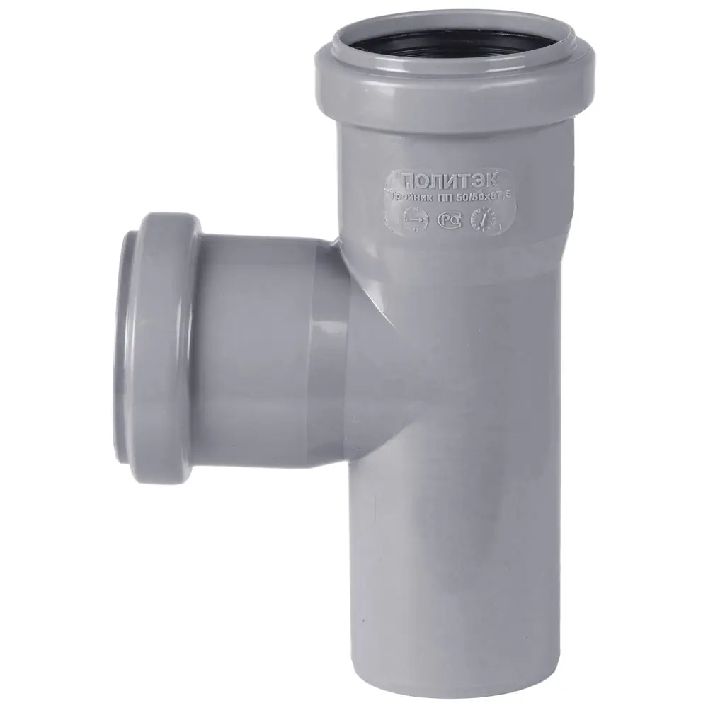 Тройник канализационный ПОЛИТЭК 50х50 мм для внутренних систем 11012031 STLM-0001060