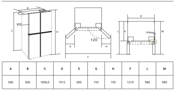 9168751 Холодильник многодверный   HIBERG RFQ-600DX NFGY inverter бежевый STDN-0146906 - Вид №15
