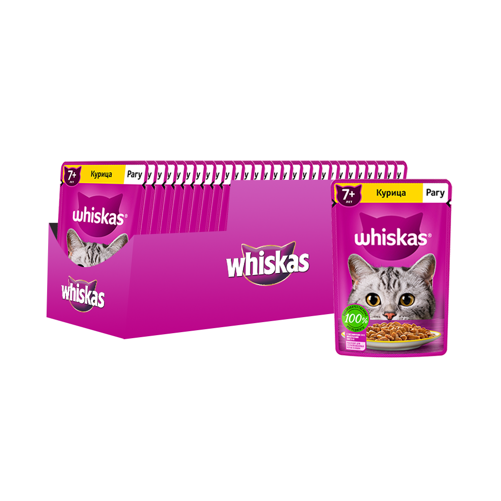ПР0059376*28 Корм для кошек старше 7 лет, курица рагу пауч 75г (упаковка - 28 шт) WHISKAS 