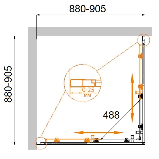 Душевой уголок CEZARES MOLVENO-A-2-90-C-Cr-IV - Вид №3