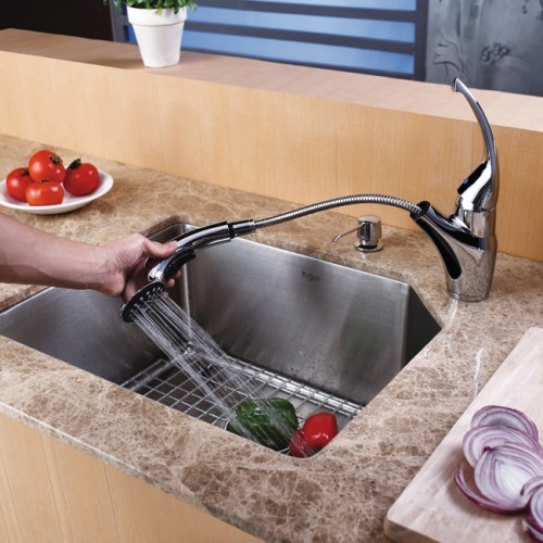 KHU121-23-KPF2210ORB-KSD30ORB Накладная раковина на столешницу  прямоугольная Krausru  - Вид №5