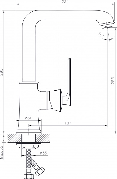 Смеситель для кухни Rush Flores FL0835-22 высокий хром 11523123 - Вид №1