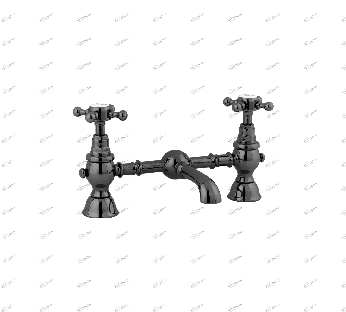 Gentry Home Смеситель для раковины мостик на 2 отверстия 200мм Mayfair Темный никель GH101731