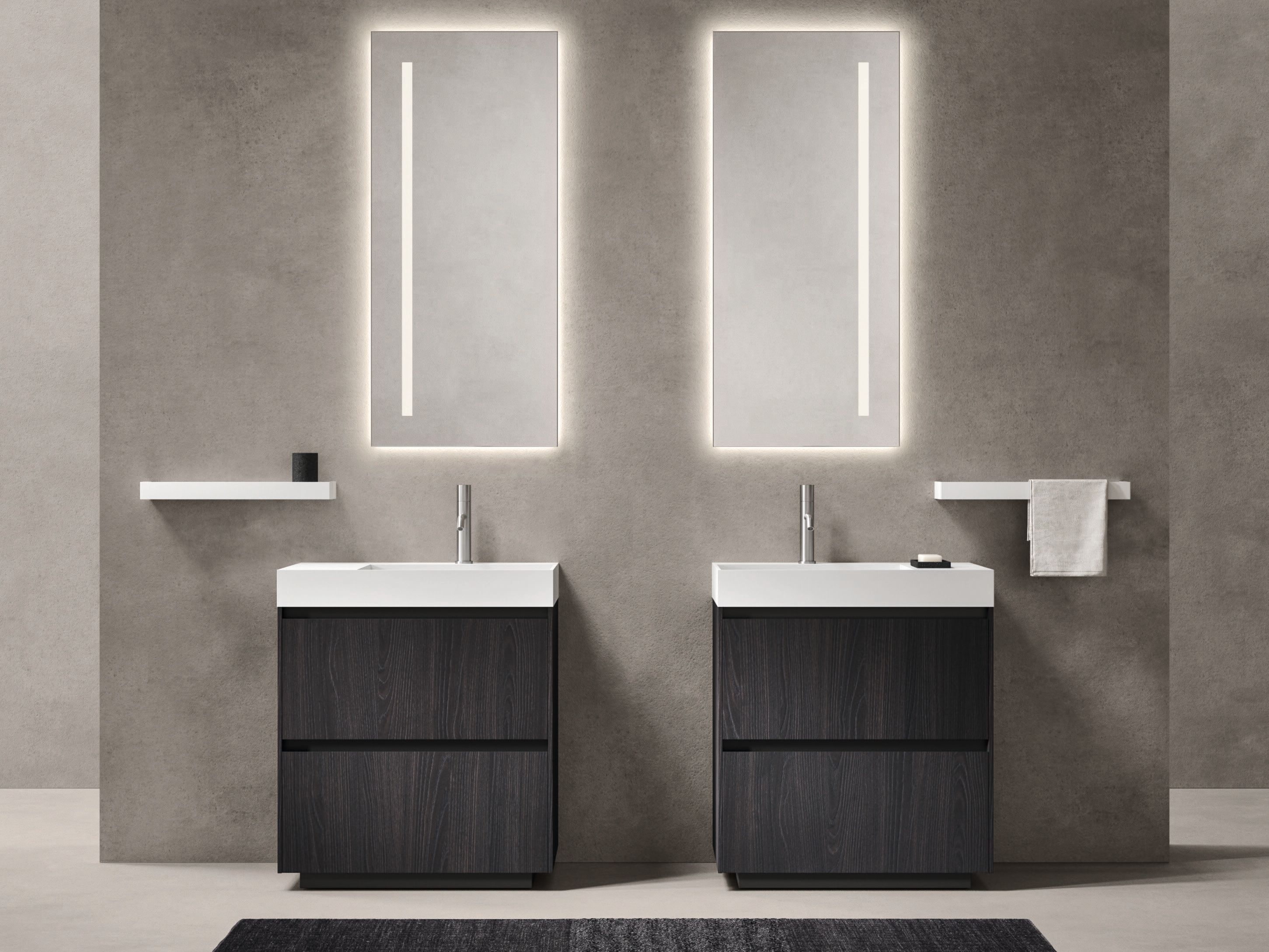 Деревянный и Milltek двойной напольный умывальник со встроенным умывальником Noorth синтез ARCH-00101796