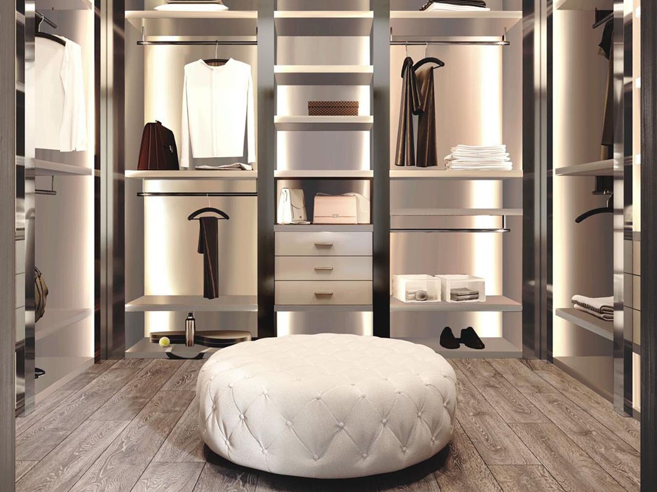 Деревянная секционная гардеробная с интегрированным освещением на заказ EUPHORIA FIX ARCH-00094056 - Вид №2