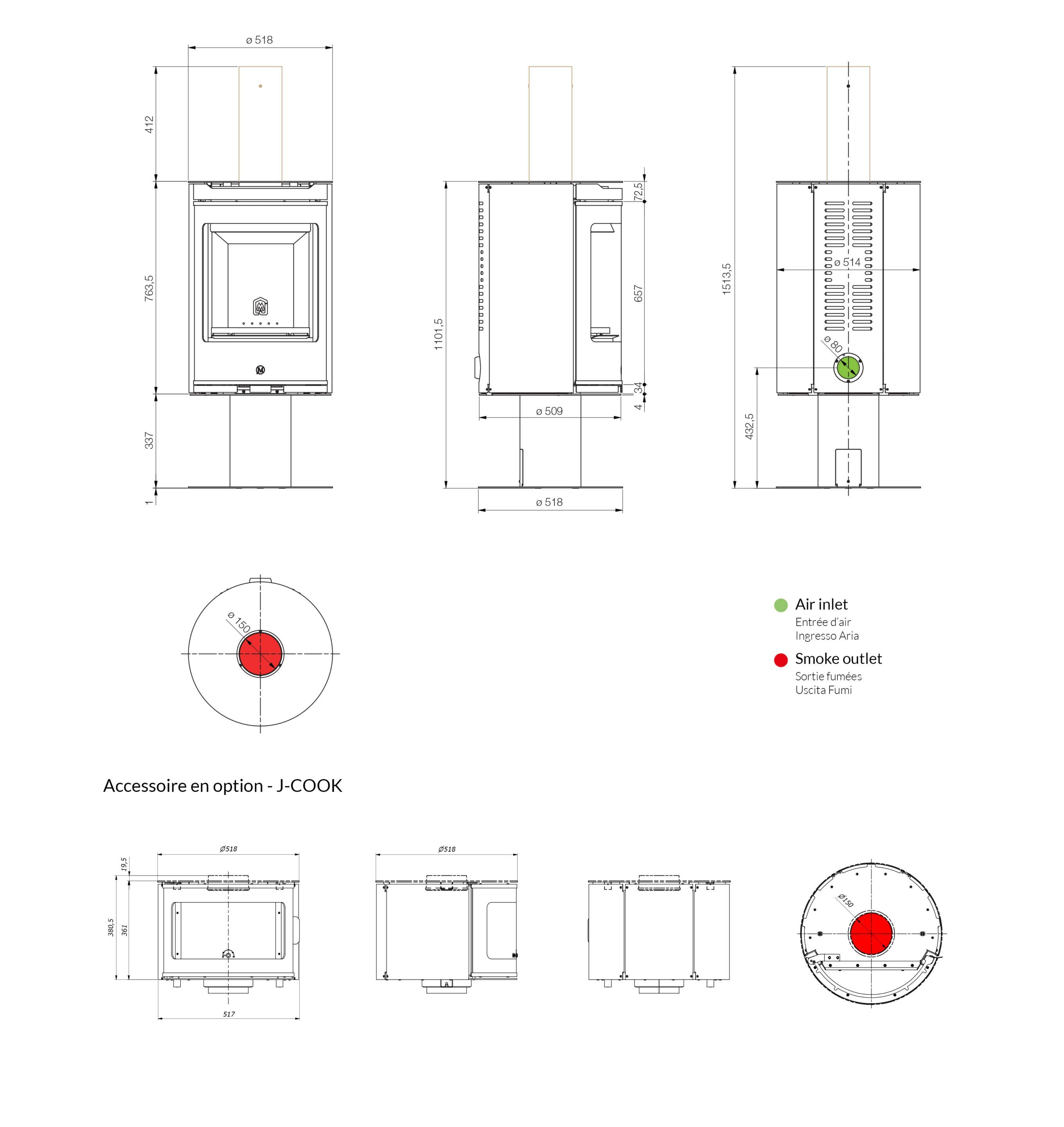 Дровяная печь для обогрева воздуха класса A+ Jolly Mec воздушные системы ARCH-00095907 - Вид №6