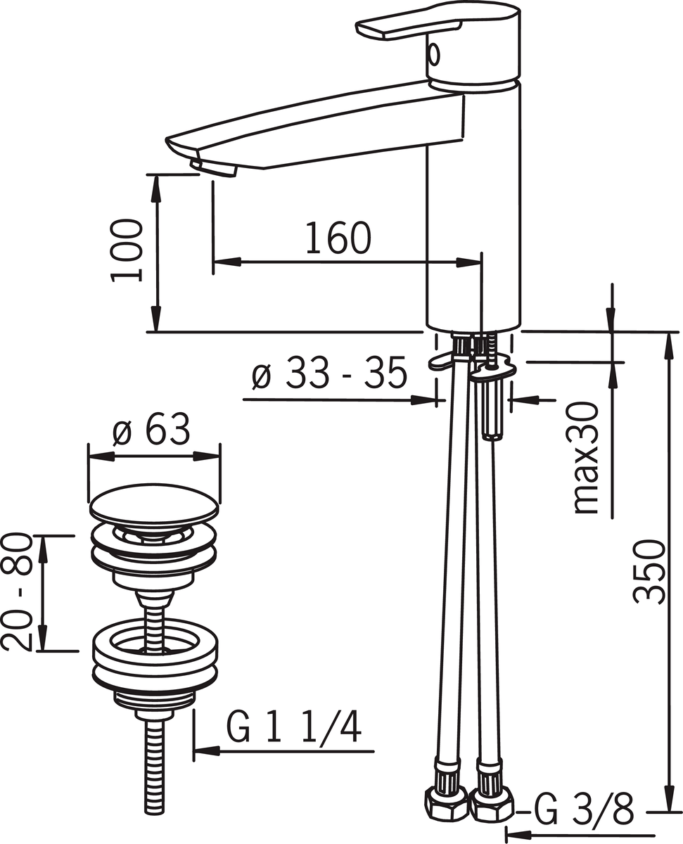 Oras 2805F Смеситель для умывальника 2805F Cubista Хром  - Вид №3