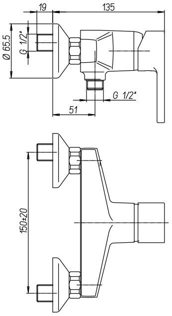 Paini Arena 92CR5112SFTKM смеситель для душа - Вид №2
