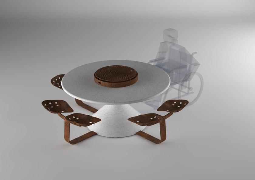 Manufatti Viscio Круглый стол для общественных мест со встроенными стульями sun-id-1465248 - Вид №1