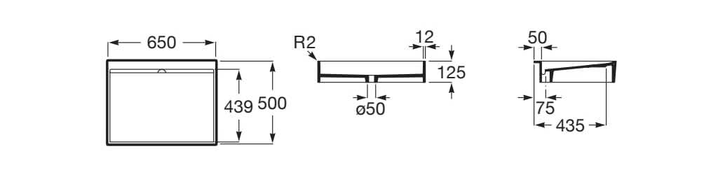 Прямоугольная подвесная раковина Stonex® Roca DASH 2W8025..0 ARCH-00017035