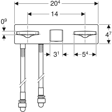 116.461.21.1 Смеситель для раковины Geberit ONE прямоугольного исполнения, настенный монтаж, смеситель двухручковый, для монтажного элемента Geberit ONE Geberit  - Вид №2