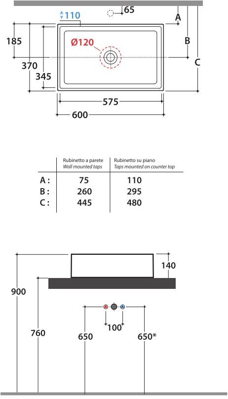 Fo062.bi / fo050.bi Накладная раковина на столешницу  овальная Ceramica Globo FORTY3 - Вид №5