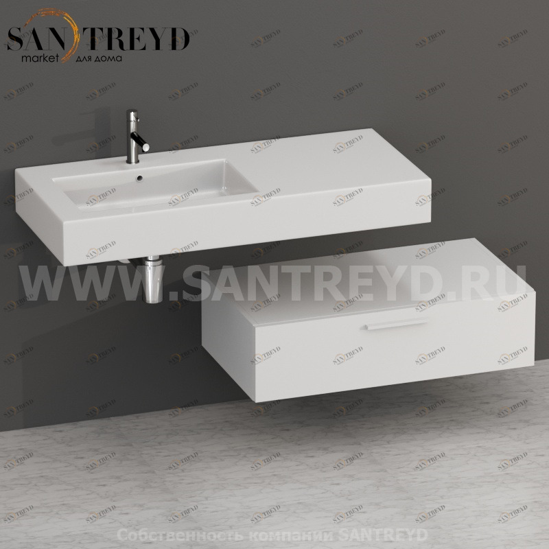 S09024BO2 Тумба с 1 ящиком 90 см белая Globo ARREDO WOOD Италия Ceramica Globo