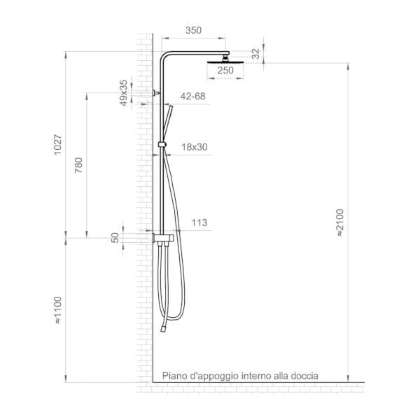 Настенная душевая колонна с душем Ercos Square ARCH-00028413 - Вид №2