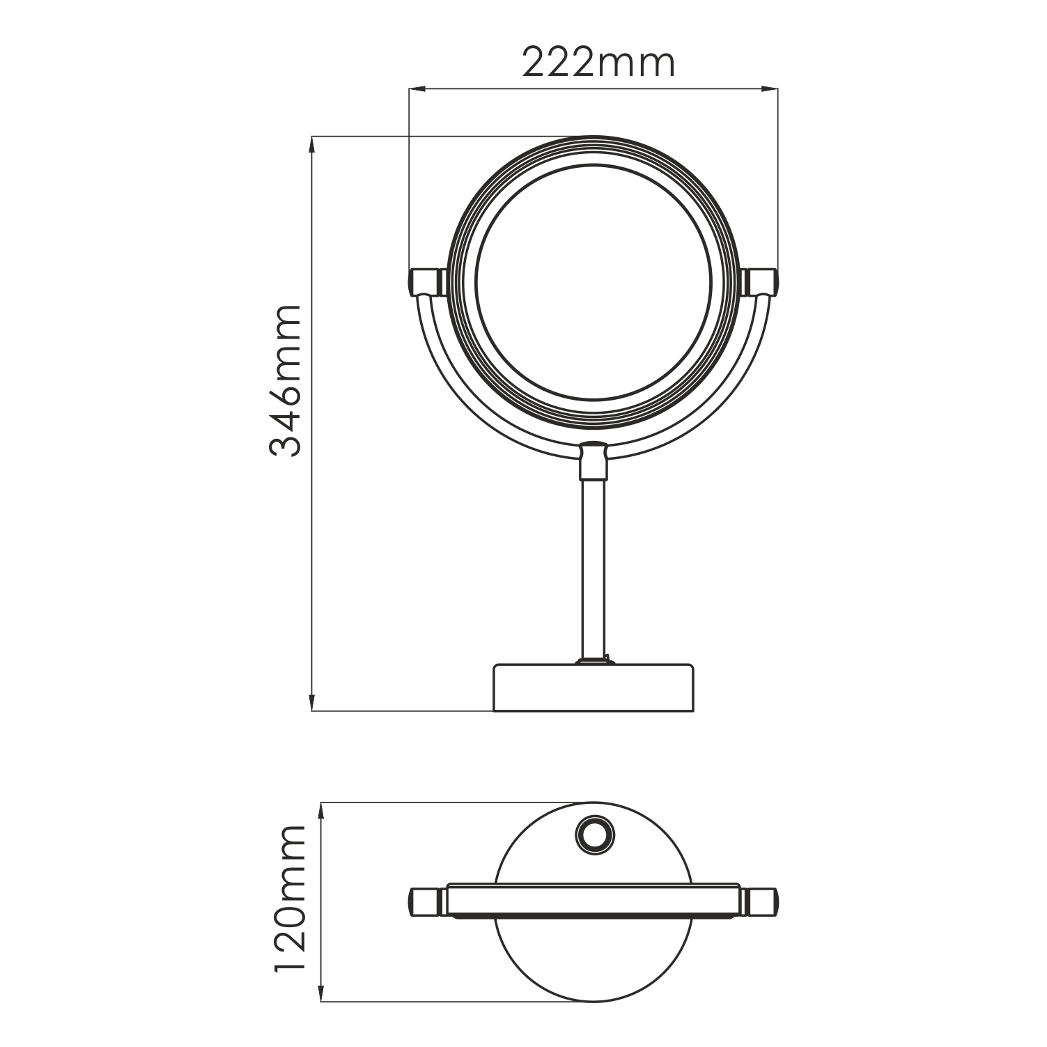 K-1005BLACK Зеркало с LED-подсветкой двухстороннее, стандартное и с 3-х кратным увеличением WasserKRAFT  - Вид №2