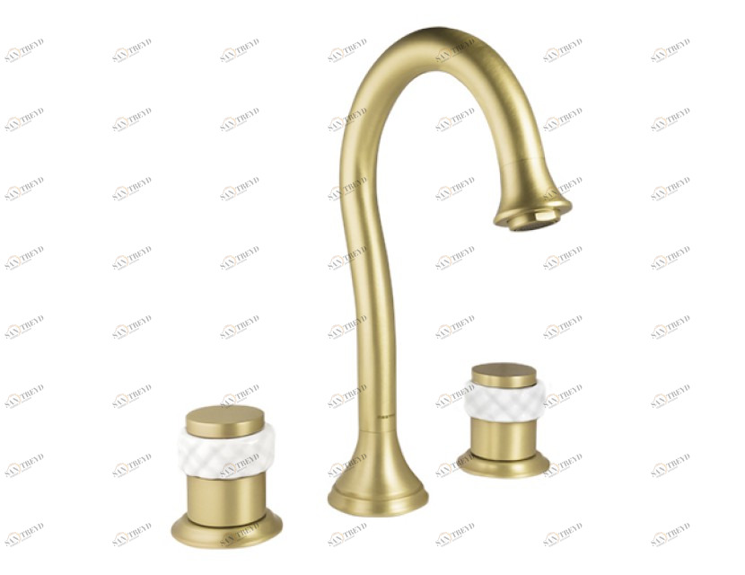 065501.N00.72 Раковина с тремя отверстиями из белого фарфора Окисленная медь Mestre 