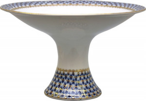 80409 Императорский фарфоровый завод Ваза для фруктов м.р. "Кобальтовая сетка" "Молодежная" Фарфор твердый