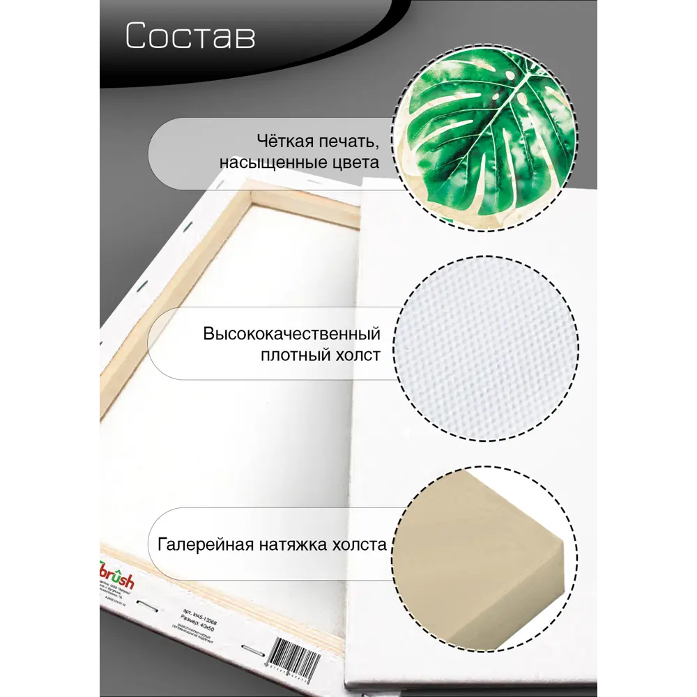 Картина на холсте Экзотические листья 2 40x50 см 85394569 STLM-2033629 FBRUSH  - Вид №9