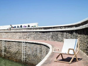 DVELAS Раскладной шезлонг с подлокотниками из ткани для парусов