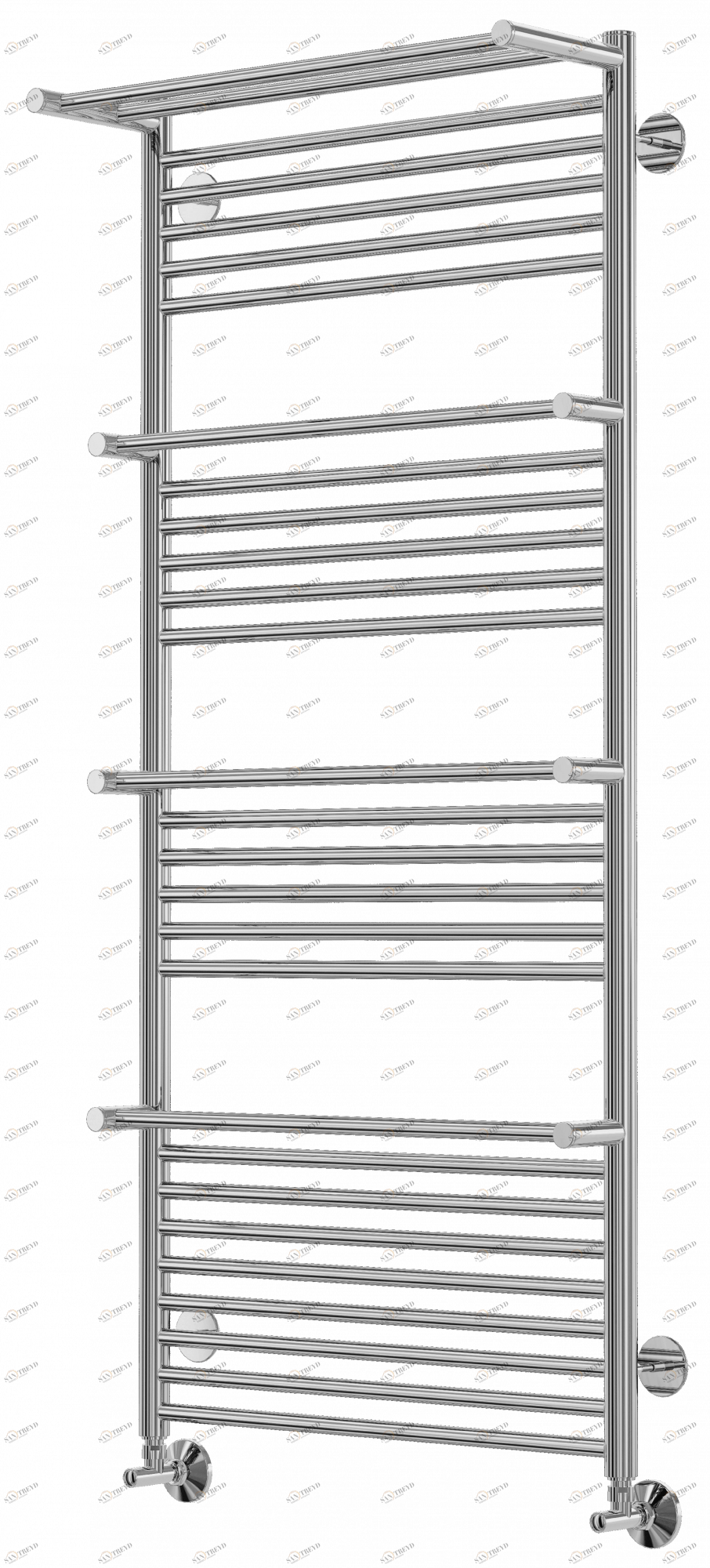 4660059582337 СТАНДАРТ Аврора с полками П27 600х1390 (9+6+6+6) Полотенцесушитель TERMINUS Нержавеющая сталь